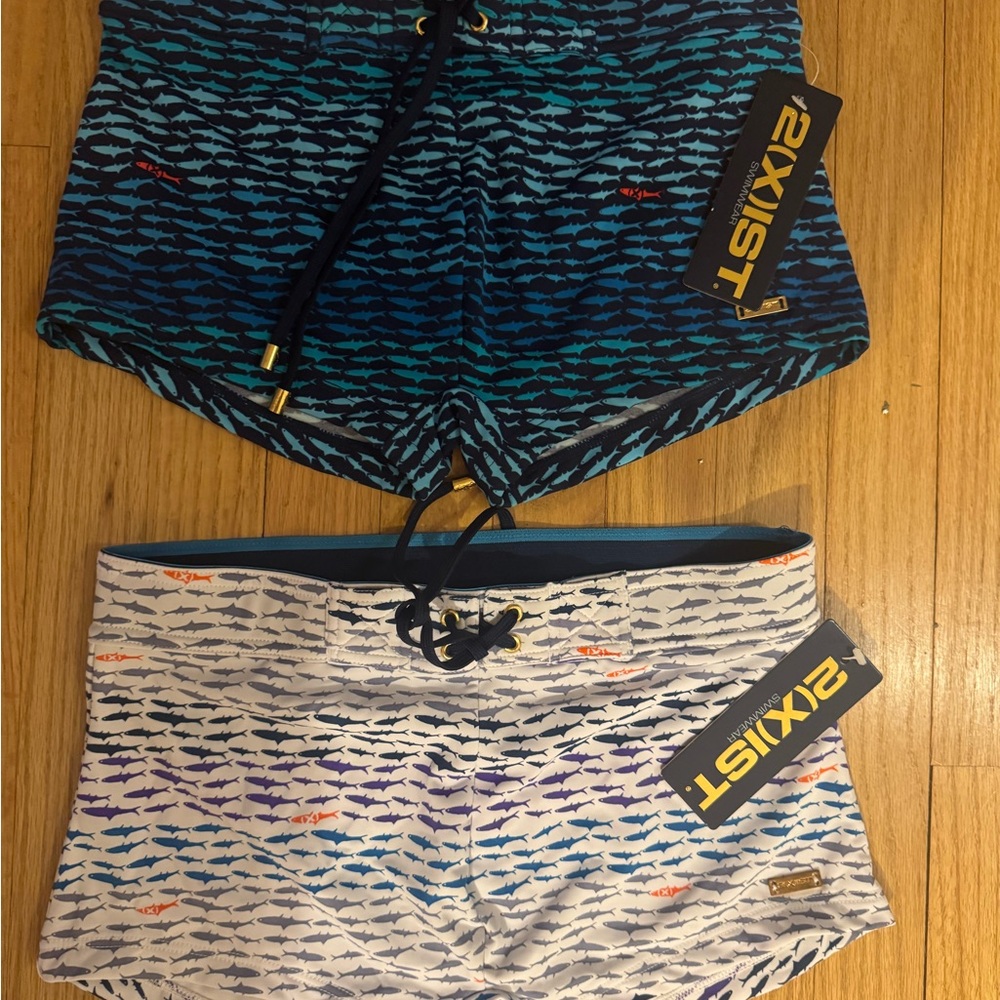 2xist Men's Swim Trunks - Blue and White M Bundle